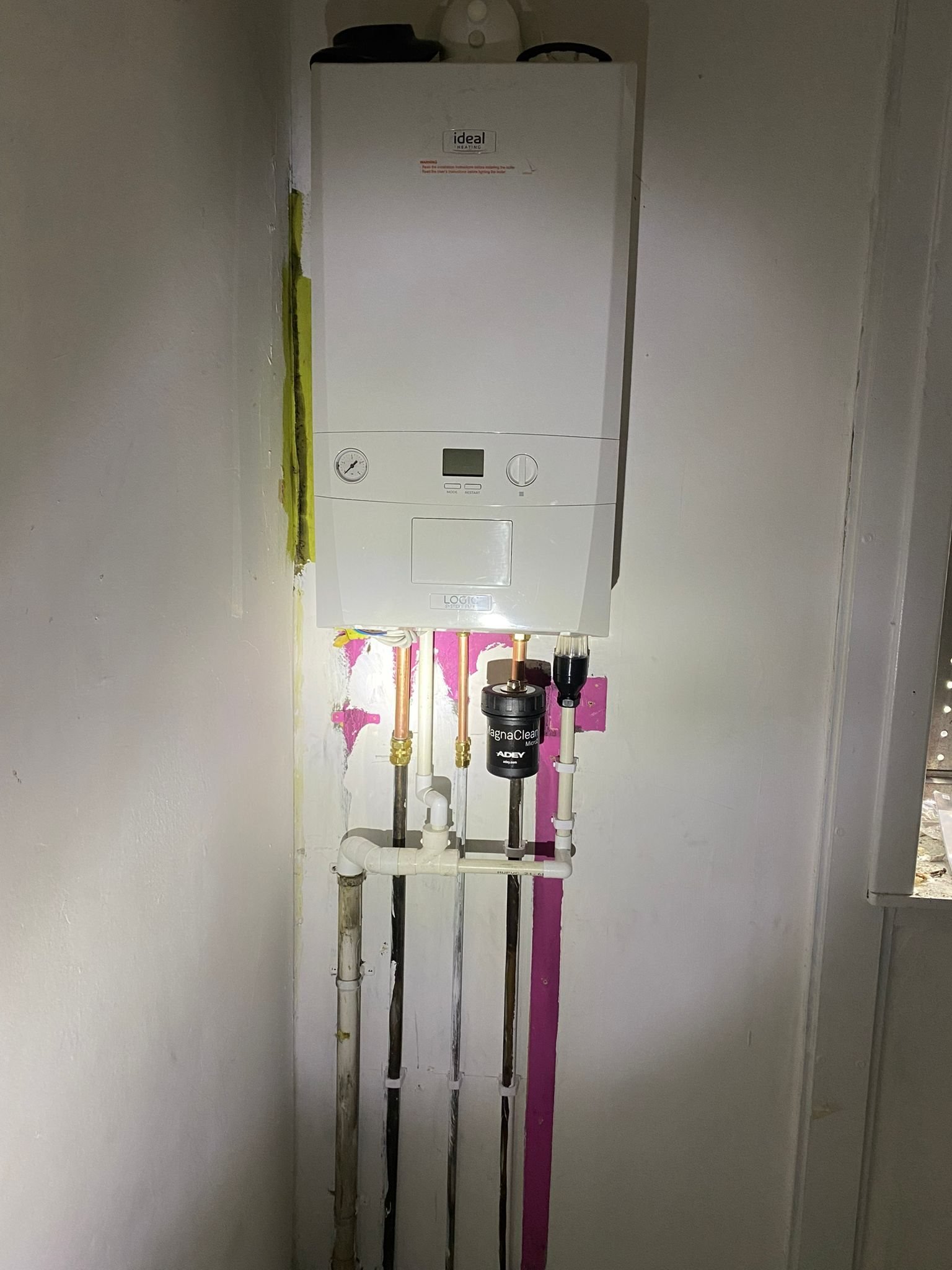 New boiler installation in Cork with magnetic filter and tidy pipework